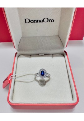 Anello Donnaoro in oro bianco con diamanti e zaffiro DAZ10005.030
