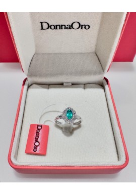 Anello Donnaoro in oro bianco con diamanti e smeraldo DAE10005.030