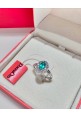 Anello Donnaoro in oro bianco con diamanti e smeraldo DAE10005.030