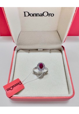 Anello Donnaoro in oro bianco con diamanti e rubino DAR10005.030 no 
