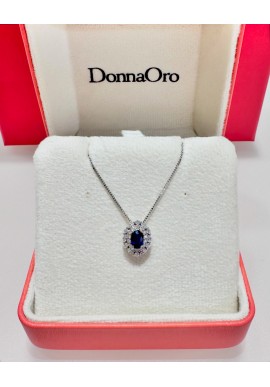 Collana Donnaoro in oro bianco con diamanti e zaffiro DPZ10004.030