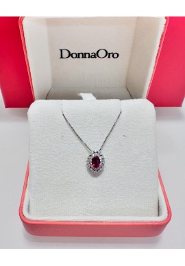 Collana Donnaoro in oro bianco con diamanti e rubino DPR10004.030