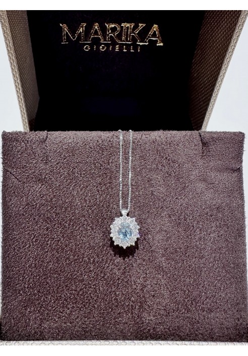 Collana Marika in oro con diamanti e acquamarina CD8091A FR-2