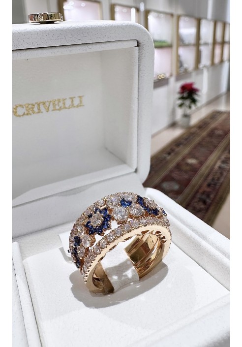 Anello Crivelli in oro rosa con diamanti e zaffiri CRV263501