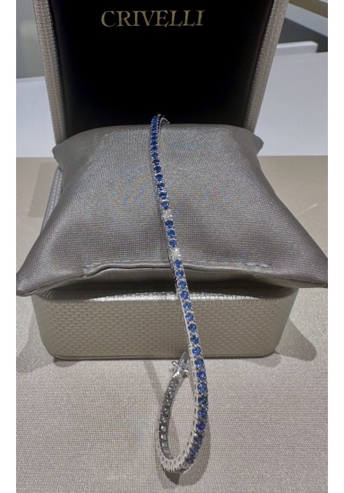 Bracciale Tennis in oro bianco con diamanti e zaffiri CRV263503