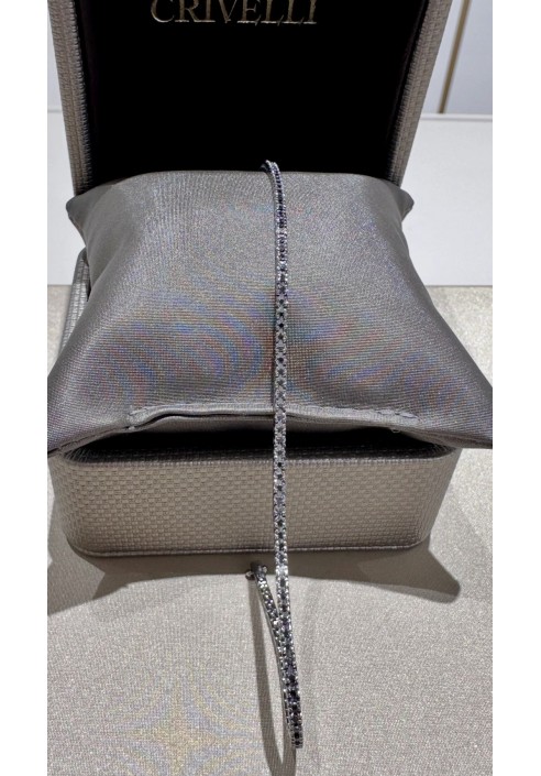 Bracciale Tennis Crivelli in oro bianco con diamanti neri e diamanti bianchi CRV263504