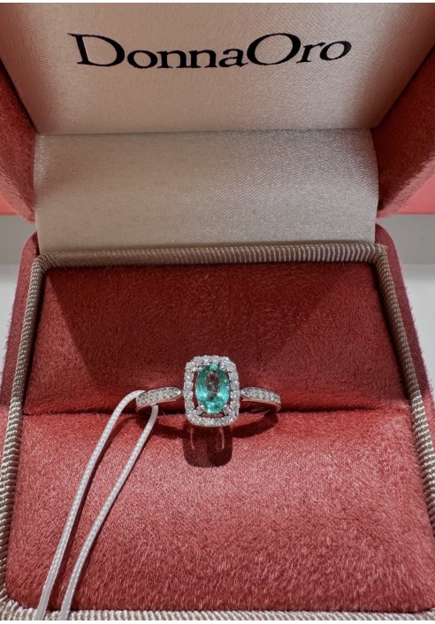 Anello Donnaoro in oro bianco con diamanti e smeraldo DAE13444.016