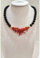  Collana SOARA in argento, corallo e onice SOA2603