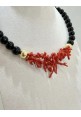  Collana SOARA in argento, corallo e onice SOA2603