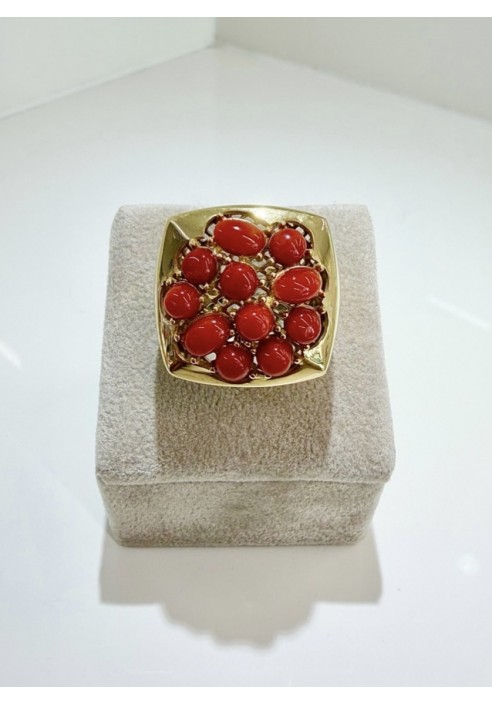 Anello SOARA in argento e corallo SOA2611