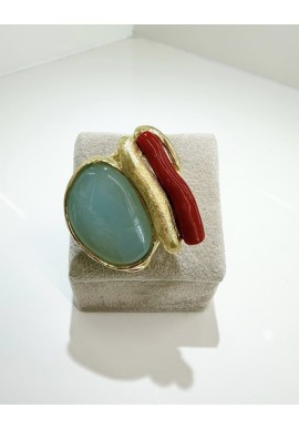 Anello SOARA in argento e corallo SOA2612