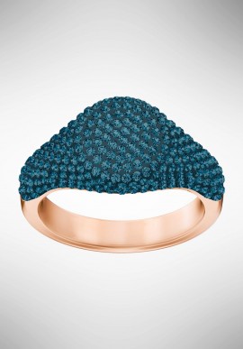 Swarovski Stone Signet Ring, Blue, Rose gold plating 5406201