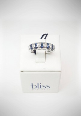 Bliss white gold ring with diamonds and sapphires 20074011